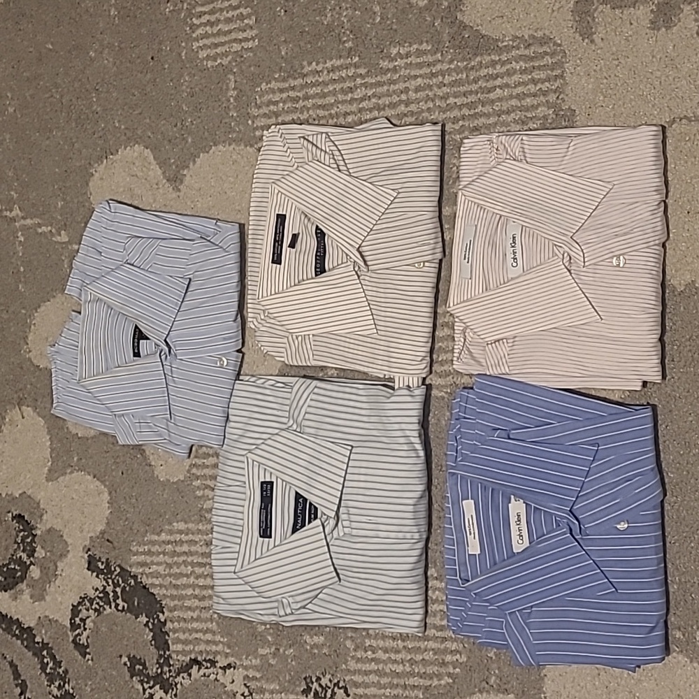 5 men's dress business shirts 15.5 Calvin Klein nautica bcbg Geoffrey beane